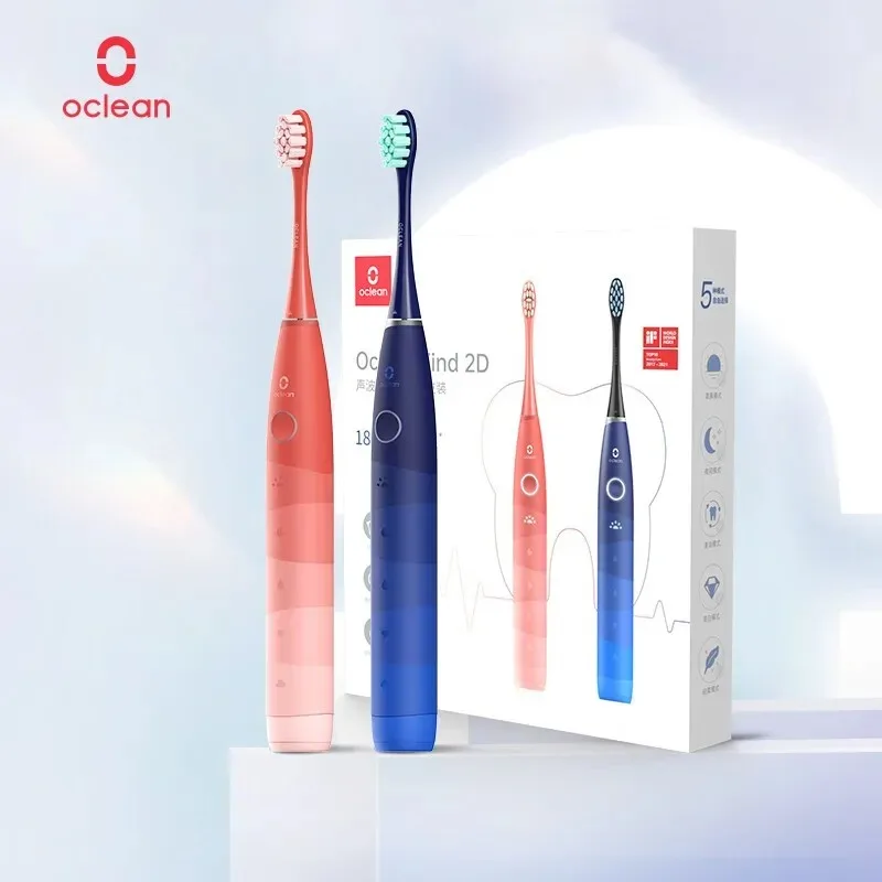 성인용 Oclean 커플 전동 칫솔, 150일 배터리 수명 음파 전동 칫솔 5가지 모드 IPX7 방수 2D 찾기