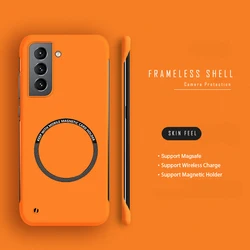 Sleek Frameless Magnetic Matte Phone Case with MagSafe Compatibility for Galaxy Note20 Ultra (Orange)