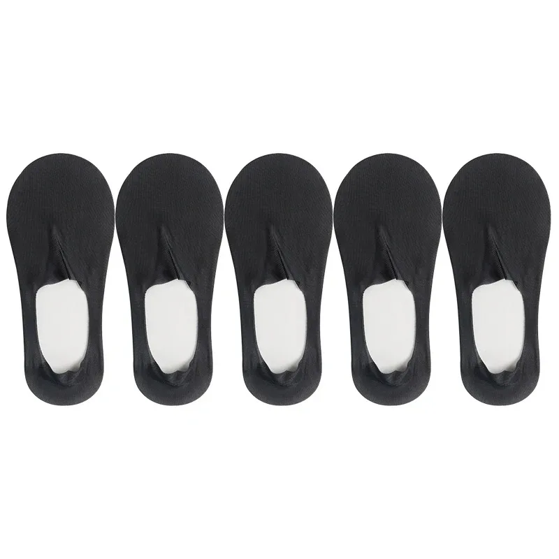 Silicone Socks Women's Summer Ultra-thin Invisible Low Cut Anti-slip Mesh No Show Ice Silk Solid Boat Socks 5 Pairs/Lot