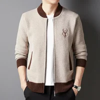 Men's Spring Autumn Knitted Cardigan Fashionable Versatile Blazer New Jacket Trendy Top For Men Loose Fit Clothing Length