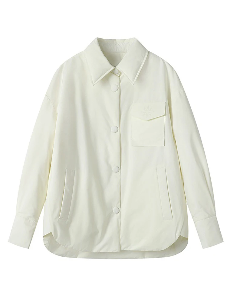 Luxury Women goose down jackets overshirt Oversized 2024 Fall winter stylish Long sleeve puffer coat Ladies clothes INKEO 3O309