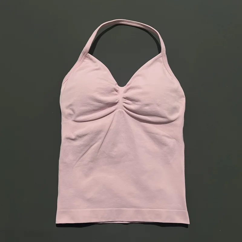 Women Yoga Vest - Longline Strappy Top | Breathable Fitness Tank Top Open Back Halter