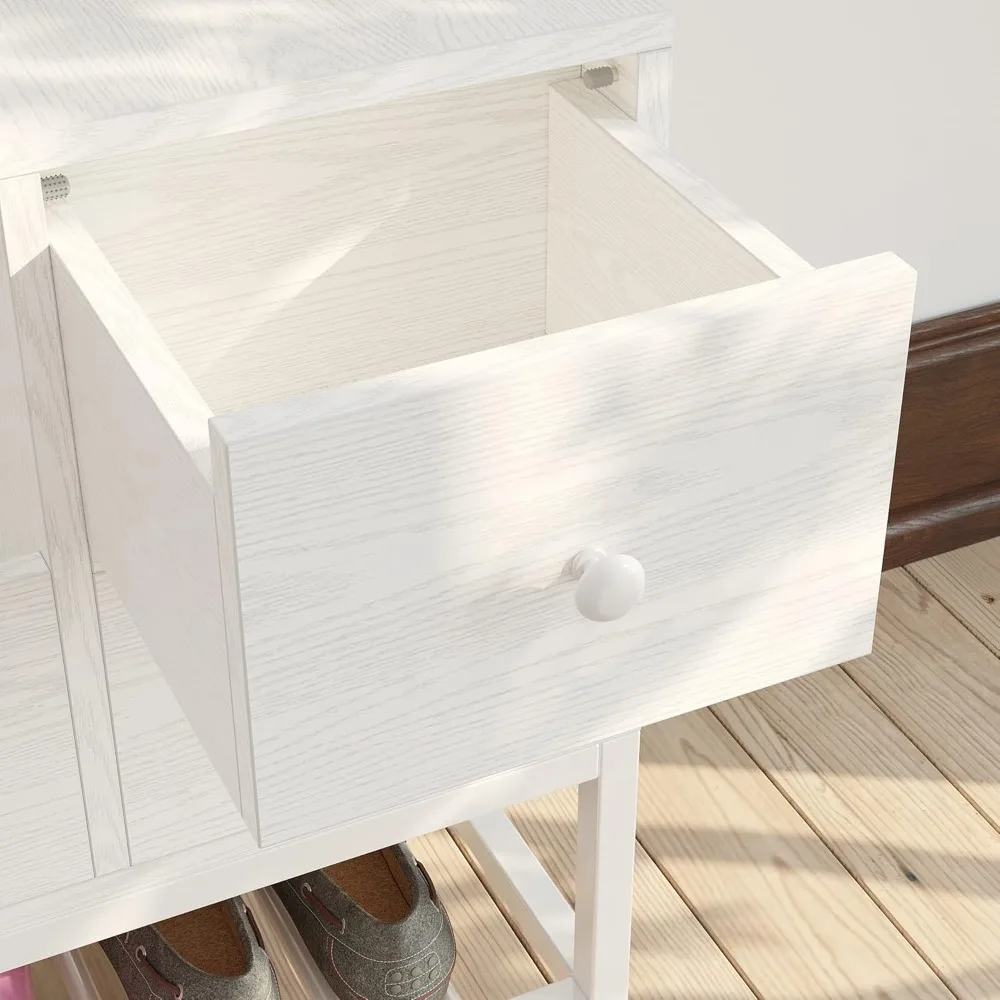Entryway Shoe Bench with Flip Top Storage Space and 2 Drawers, forEntryway/Hallway 39.4in, Shoes Cabinets 5
