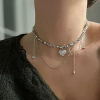 Boho géométrique Transparent cristal bijoux mode Vintage Sexy Zircon coeur pendentif gland collier pour les femmes Neelry 3