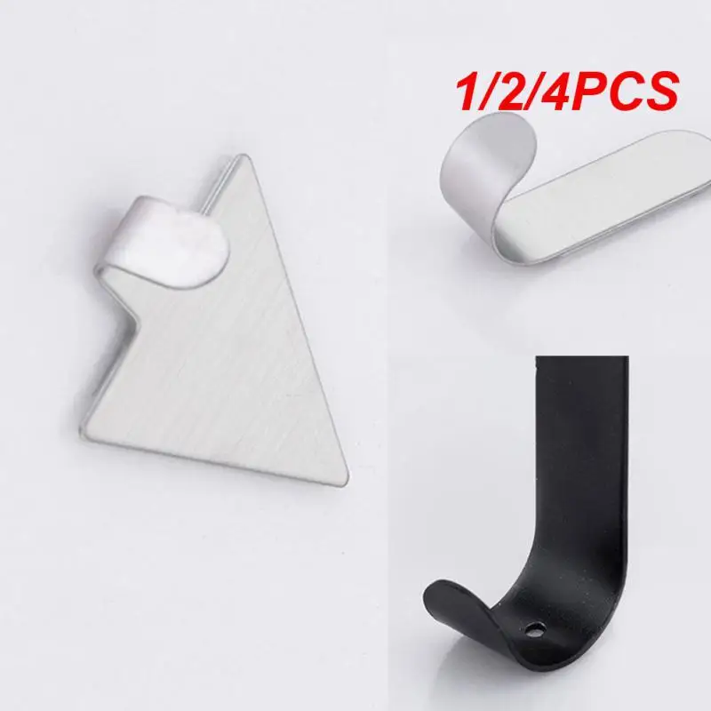 

1/2/4PCS Self Adhesive Hooks Heavy Duty Stainless Steel Wall Hooks Waterproof Sticky Hooks Bathroom Hang Towels Keys Coat Bags