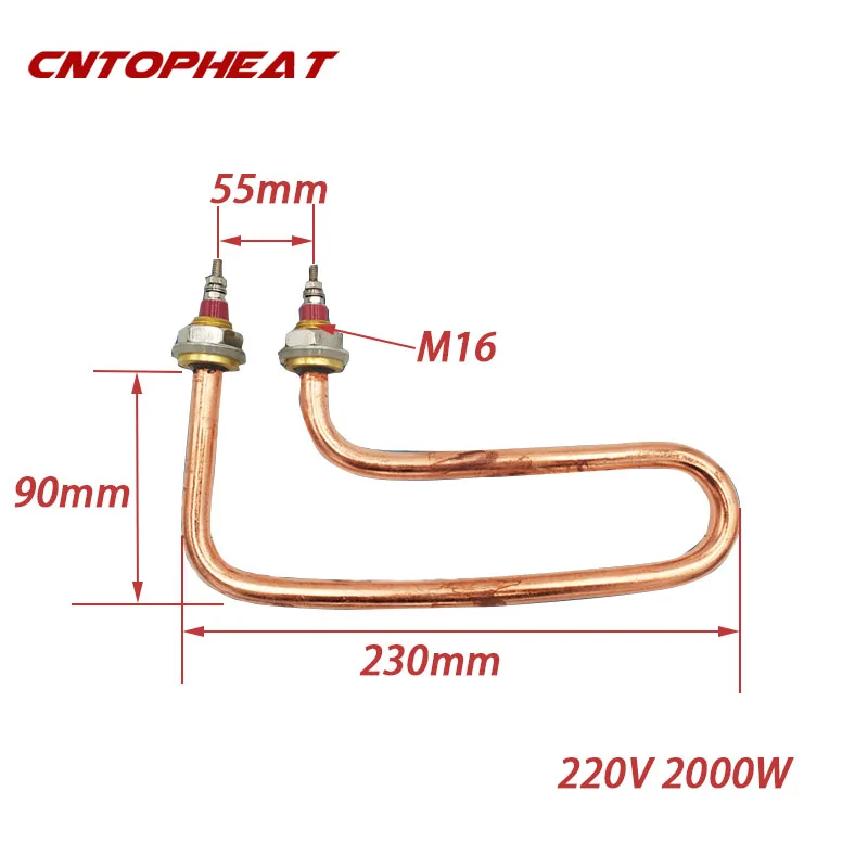 Description Picture 3 of item220V 2000W Electric Immersion Tubular Copper Heater With M16 Thread Water Heatier Heating Element for Tank/Kettle/Boiler