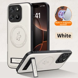 Premium PU Leather Magnetic Kickstand Case for Motorola Edge 70 (White)