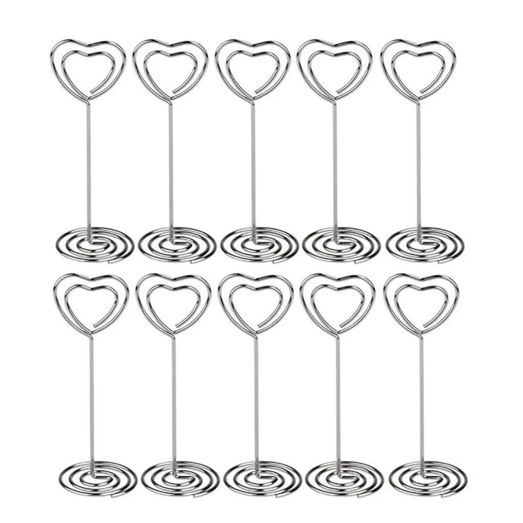 10 Stück herzförmige Tischnummern, Name, Tischkartenhalter, Ständer, Bild, Memo, Notizen, Clips, Hochzeit, Geburtstag, Party, Event, Dekorationen – Detail 10