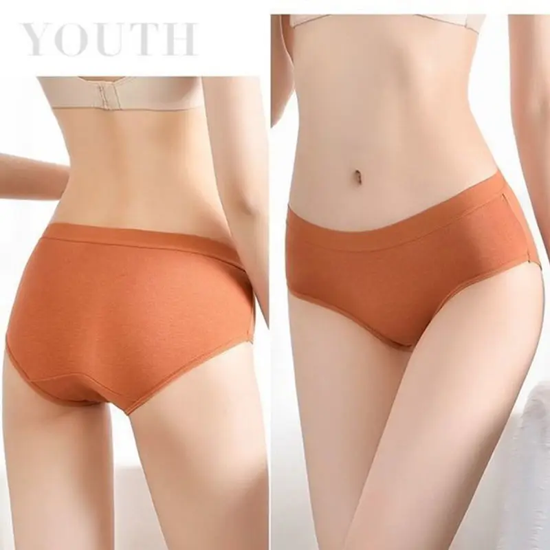 

Sexy Briefs Women Middle Waist Cotton Underwear Solid Color Panties Breathable No Trace Intimates Antibacterial Crotch Lingere