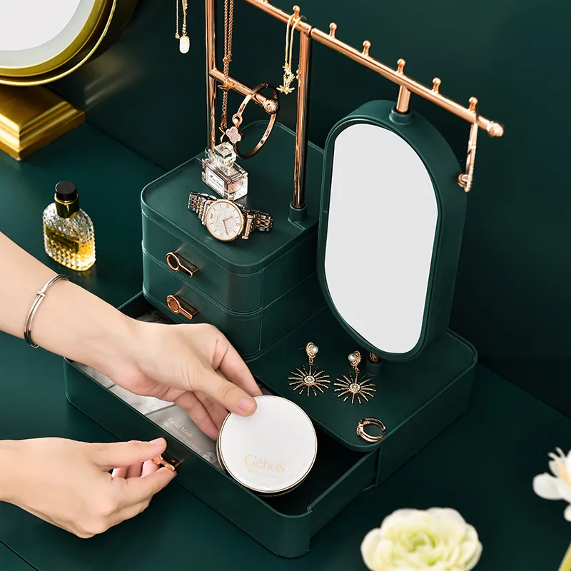 Jewelry Storage Box Necklace Earring Display Fashion Big Capacity Cosmetic Storage Box Bathroom Desktop Beauty Makeup Organizer