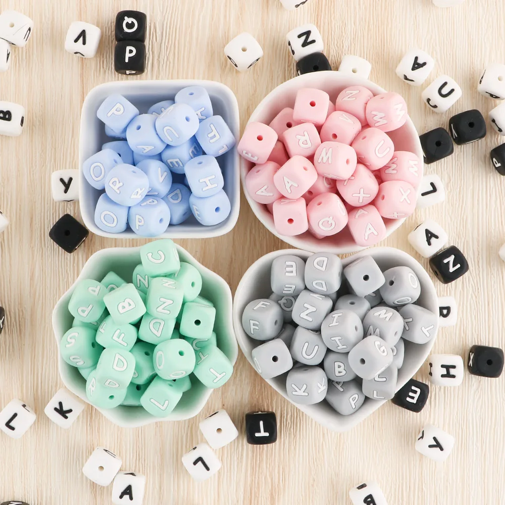 12MM Silicone Letter Beads Silicone Round Beads Loose Food Grade DIY Bracelet Necklace Pacifier Chain Accessories 100Pcs silicon beads