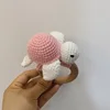 Handmade Crochet Cartoon Sea ​​Turtle Animal Baby Rattle Toys Safe Beech Wood Newborn Handhold Teething Ring Baby Teether 6
