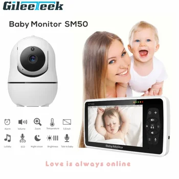 SM50 Baby Monitor Night vision Sound alert Room temperature sensor 8 Lullabies 2-way audio Alarm clock 5 inch Video Baby Monitor 1