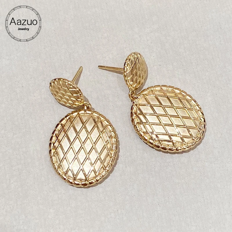 Aazuo Ins Fashion 18K Solid Yellow Gold None Stones Fine Jewelry Lovely Pineapple Stud Earring Gifted For Women Engagement Party