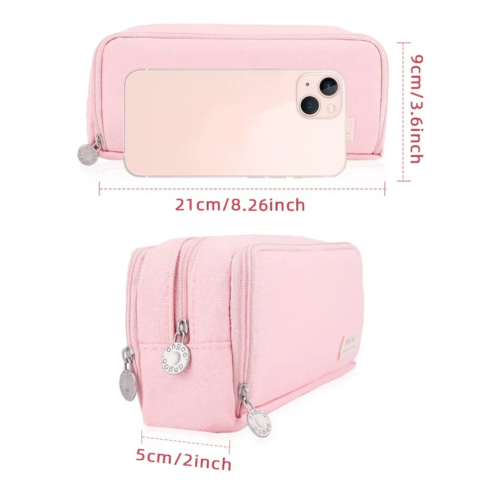 Spacious Multi-Compartment Pencil Pouch - Double-Sided Access for Student Desk Organization