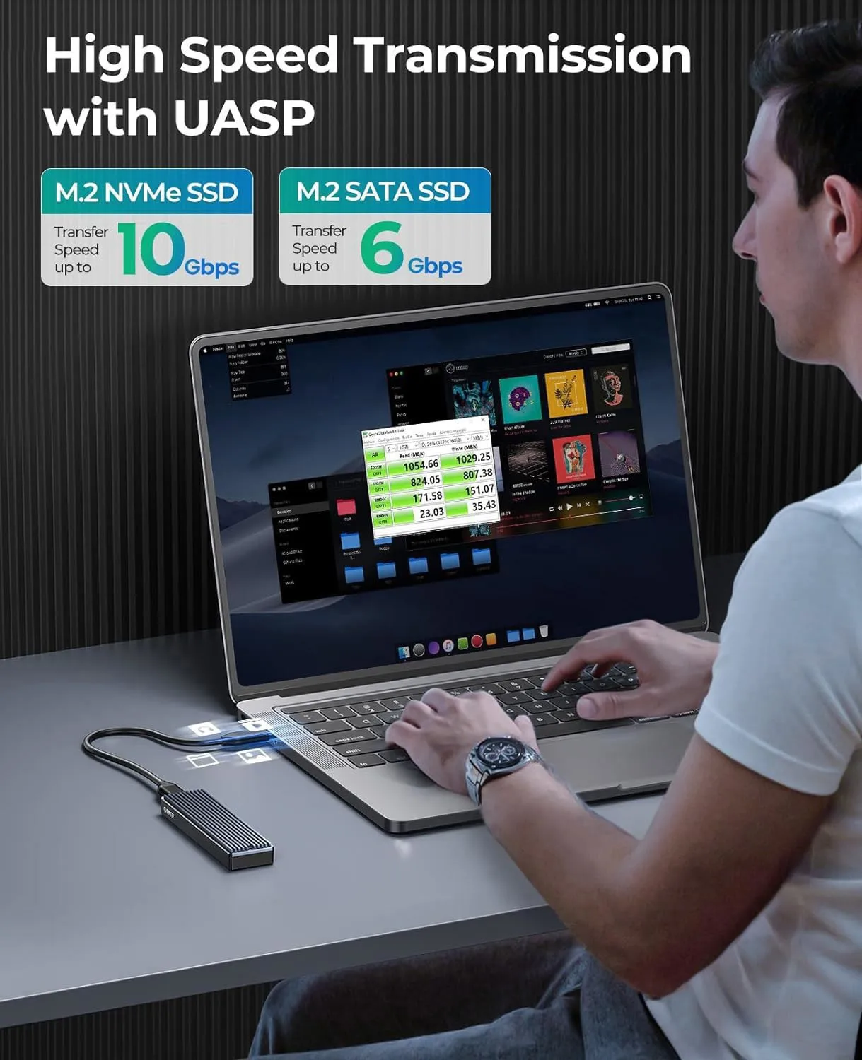 Nvme Case Nvme Case Usb 3.2 Gen2 tipo c 10gbps Pcie Ssd Case Gabinete Sata Disk Box Tool Orico-m.2 - Imagem 2