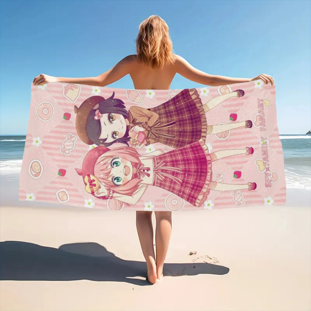 

Spy X Family Anime Beach Towel Poncho Bathing Towels Cover-ups Quick Dry Sand Free Yoga Spa Gym Pool