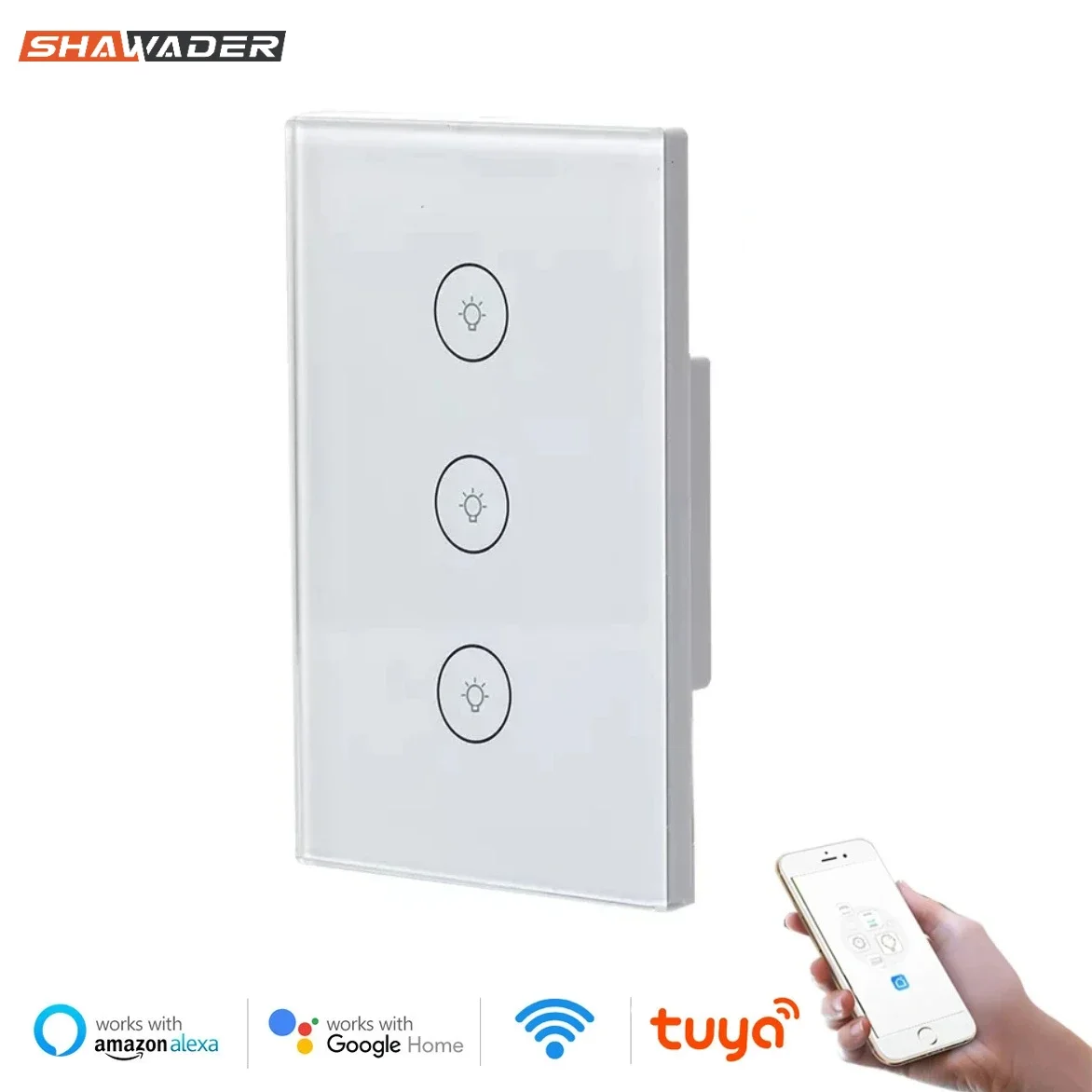 

WiFi Smart Wall Touch Light Switch Electric 1/2/3 Gang Glass Panel Wireless App Remote Control Timer work with Alexa Google Home