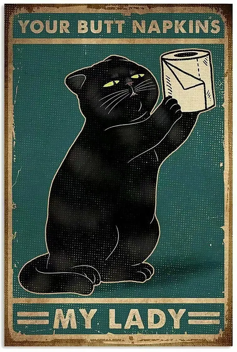 

Yomia Cat Metal Vintage Tin Sign Bathroom Sign Suitable for Home Decoration and Metal Wall Art