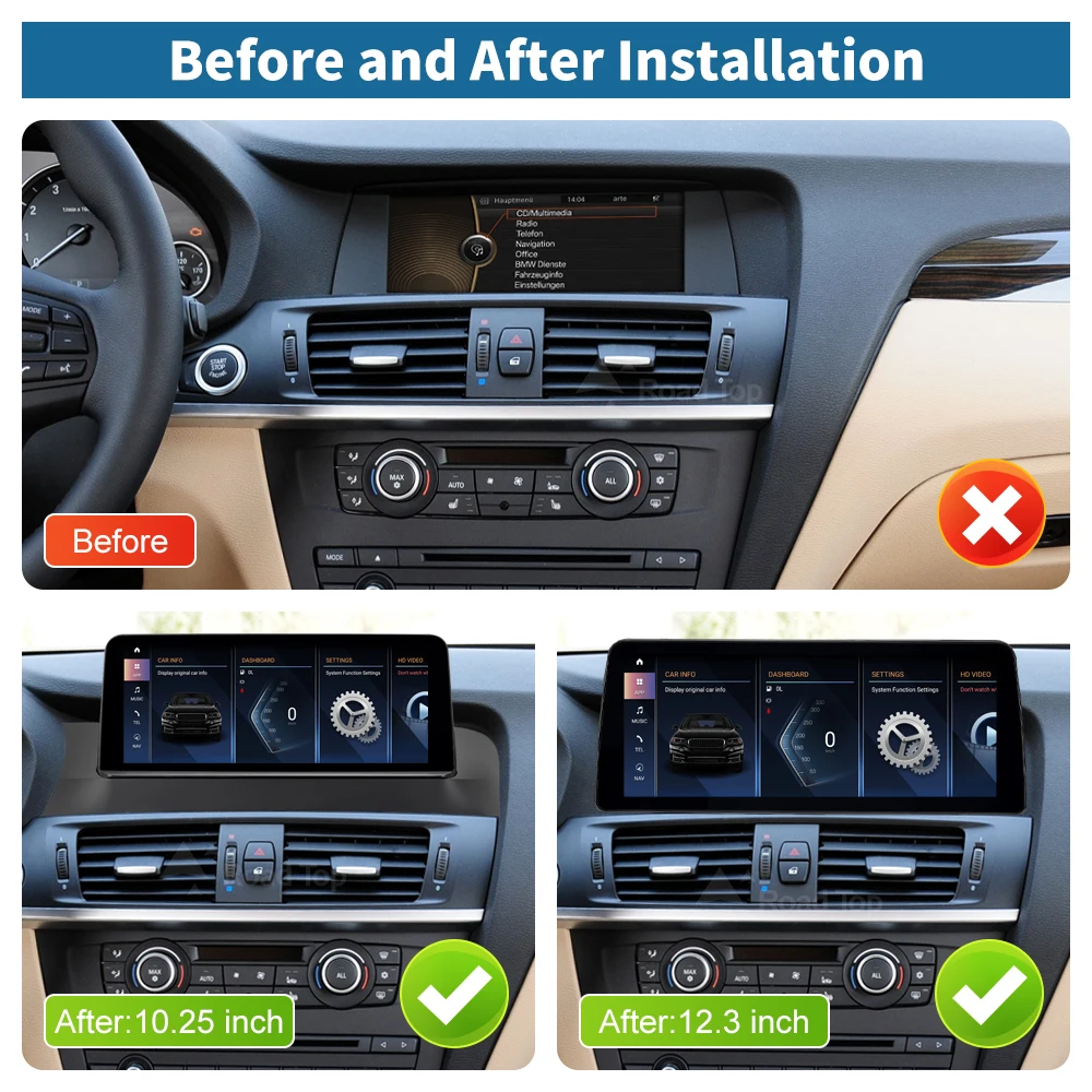 자동차 라디오 스테레오 카플레이 디스플레이, 안드로이드 13, BMW X3 X4 F25 F26 CIC NBT EVO 차량용 멀티미디어 플레이어, GPS 네비게이션, 와이파이, 8 + 256GB