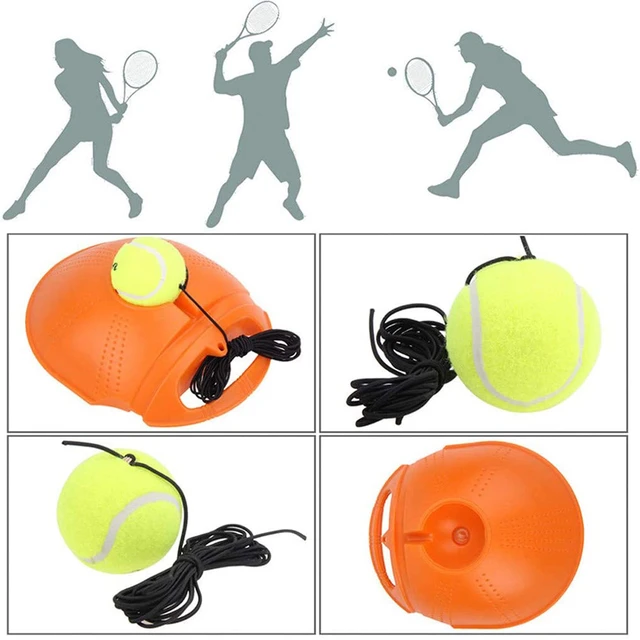 Tennis Exercise Equipment Rebound Ball with Long Elastic Rope Tennis  Training Tool Non-slip Base for Adults/Kids/Beginners