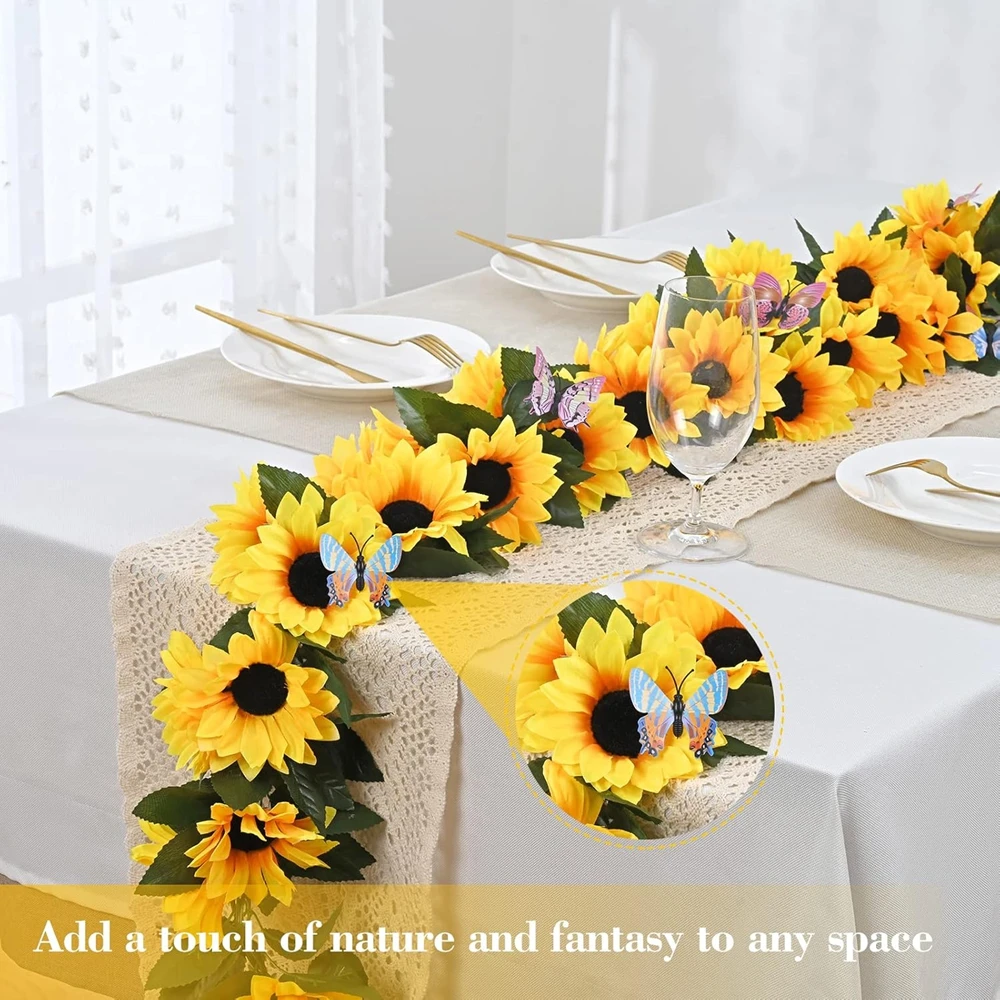 Artificial flower Sunflower Vine Hanging Flowers Wall Festival Rattan Leaves Garland Outdoor Wedding Home Table Diy Decoration