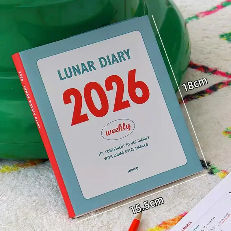 Agenda 2026 Minimalista con Calendario, Diario di Studio per Studenti, Taccuino Retrò, Blocco Note - immagine 6