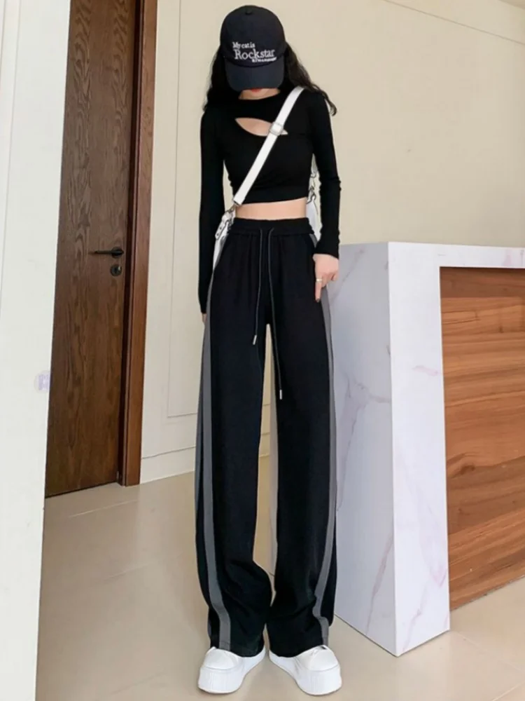 Spring Summer Women's Straight Leg Pants Oversized Wide Leg Pants Fashion High Street Loose Versatile Casual Sports Trousers