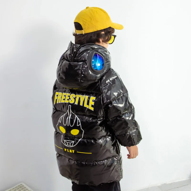 

Детский длинный пуховик OASHTH, зимняя ветрозащитная Водонепроницаемая теплая одежда для мальчиков, Яркое пальто