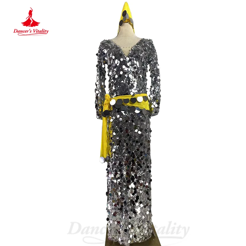 

Костюм для танца живота, костюм высокого качества, на заказ, женский костюм с блестками для выступлений, платье Shaabi Baladi Saidy, платья для соревнований, наряд для танца живота