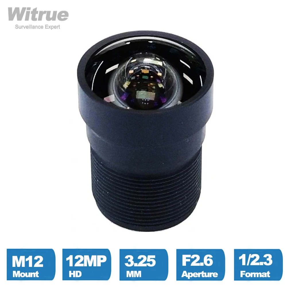 Объектив Witrue без искажений 12 МП, 3,25 мм, крепление M12, 1/2, 3 дюйма, F2.6 с инфракрасным фильтром 650 нм для спортивных экшн-камер объектив рыбий глаз witrue 2 1 мм hd 5 мп формат f2 0 1 2 5 дюймов m12 крепление для камер видеонаблюдения