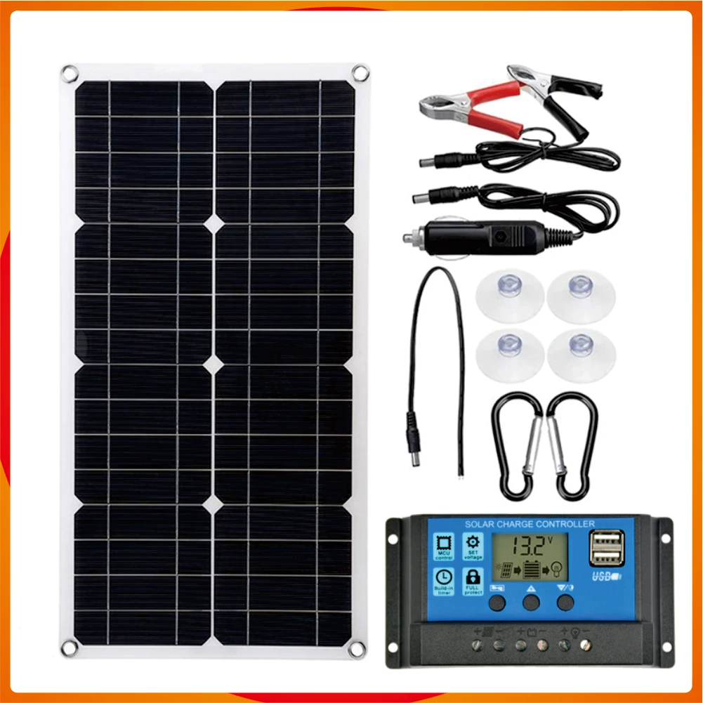 Kit Pannello Solare Flessibile (80w/160w/240w/320w), Ricarica Batteria 12v + Controller Solare 40A, per Barca, Auto, Roulotte, 77x51cm,160W