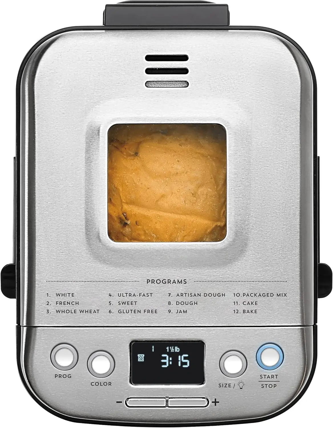 CBK-110C Compact Automatic Bread Maker, Stainless Steel，Mixes, kneads, rises, bakes and keeps it warm-automatically