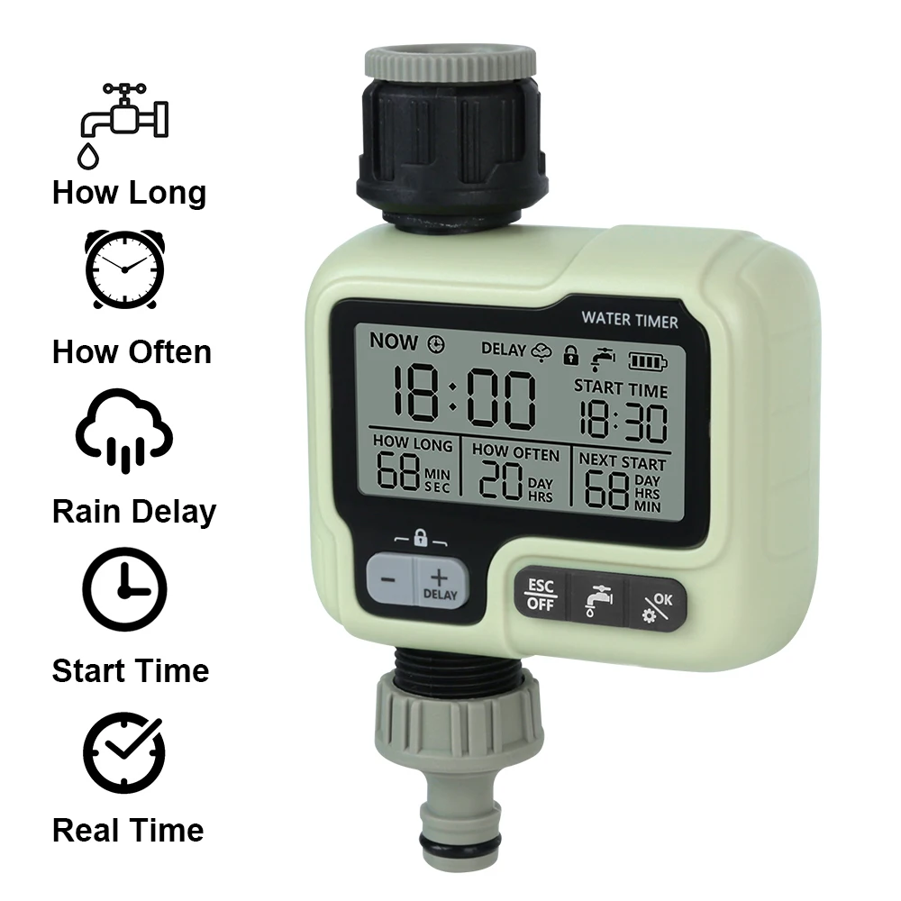 

For Garden Lawn Watering Timer HCT-322 Automatic Irrigation Controller Large Screen Display Waterproof Programmable