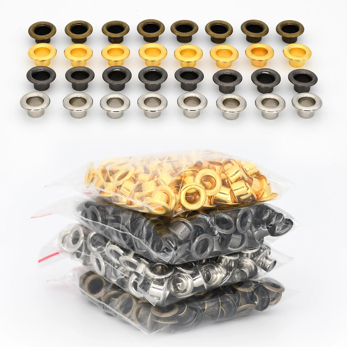 4mm Brass Eyelet with Washer Leather Craft Repair Grommet Round Eye Rings 100sets for Shoes Bag Clothing Leather Belt Hat