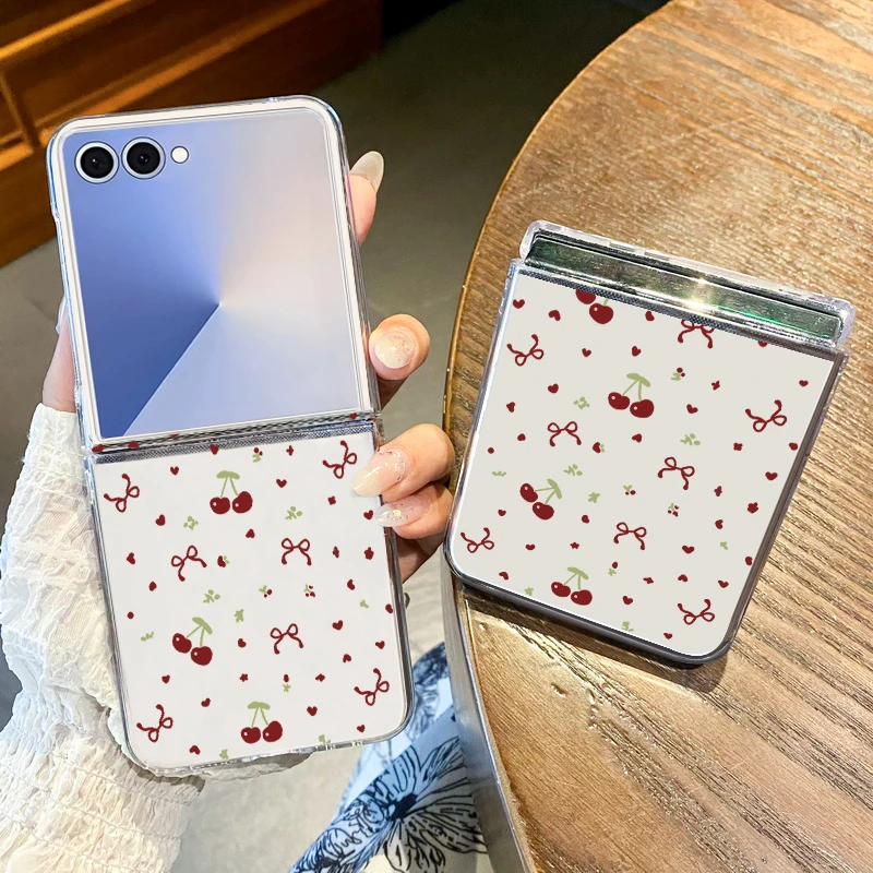 Chic Cherry Shockproof Transparent Folding Phone Case