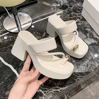 Sandales à talons hauts pour femmes, nouvelle collection été 2026, polyvalentes, à bout épais, antidérapantes, décontractées, style tendance 4