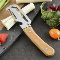 Nouveau couteau à éplucher 2026, couteau ergonomique à manche en bois, éplucheur de légumes en acier inoxydable avec manche en bois, éplucheur de fruits et de pommes de terre 2-en-1 3