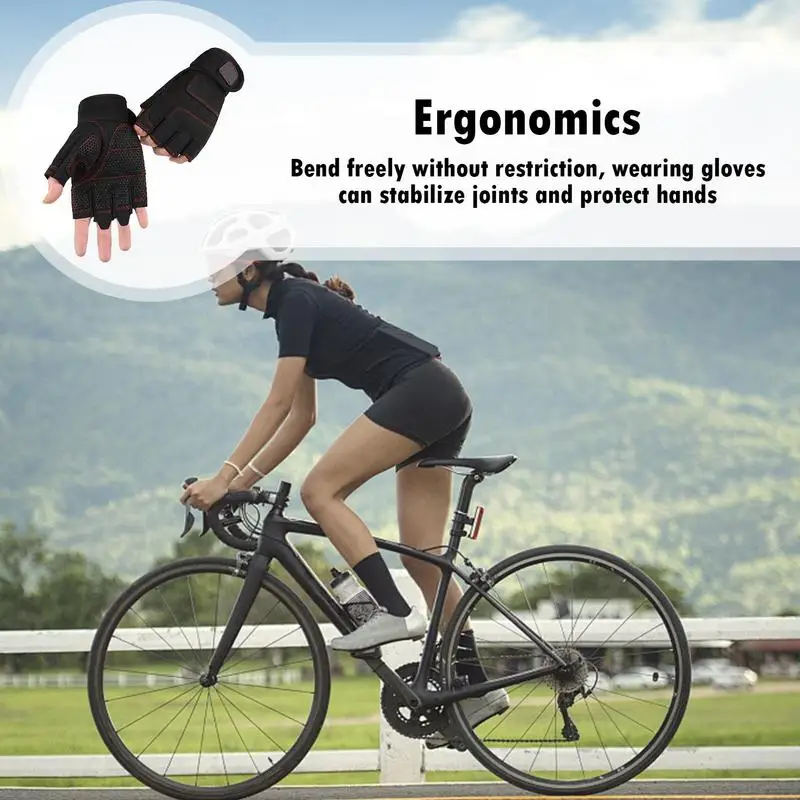Fingerless Work Gloves Adjustable Wrist Gym Gloves Anti Slip Reinforced Palm Hand Out Mittens For Hunting Cycling Climbing 4