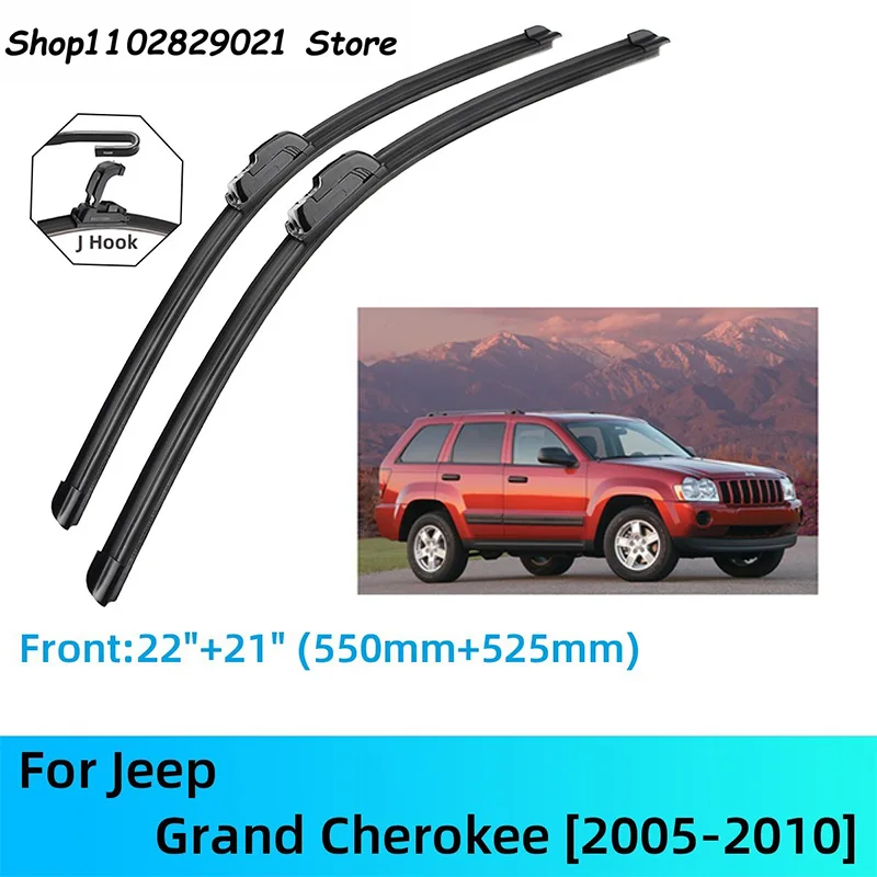 

For Jeep Grand Cherokee Front Rear Wiper Blades Brushes Cutter Accessories J U Hook 2005-2010 2005 2006 2007 2008 2009 2010