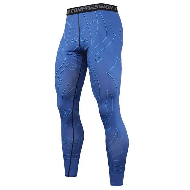 Quick-drying Men Running Tights Pants Compression Print Basketball Training Leggings Elastic Gym Clothing Men Workout Sportswear KC173