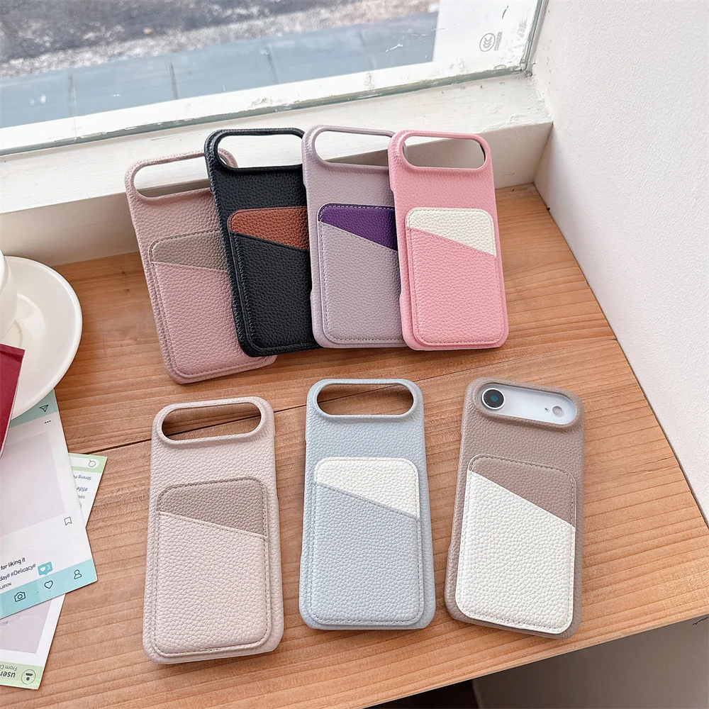 Luxury Color Collision Leather Wallet Card Slot Phone Case - Elegant Back Cover