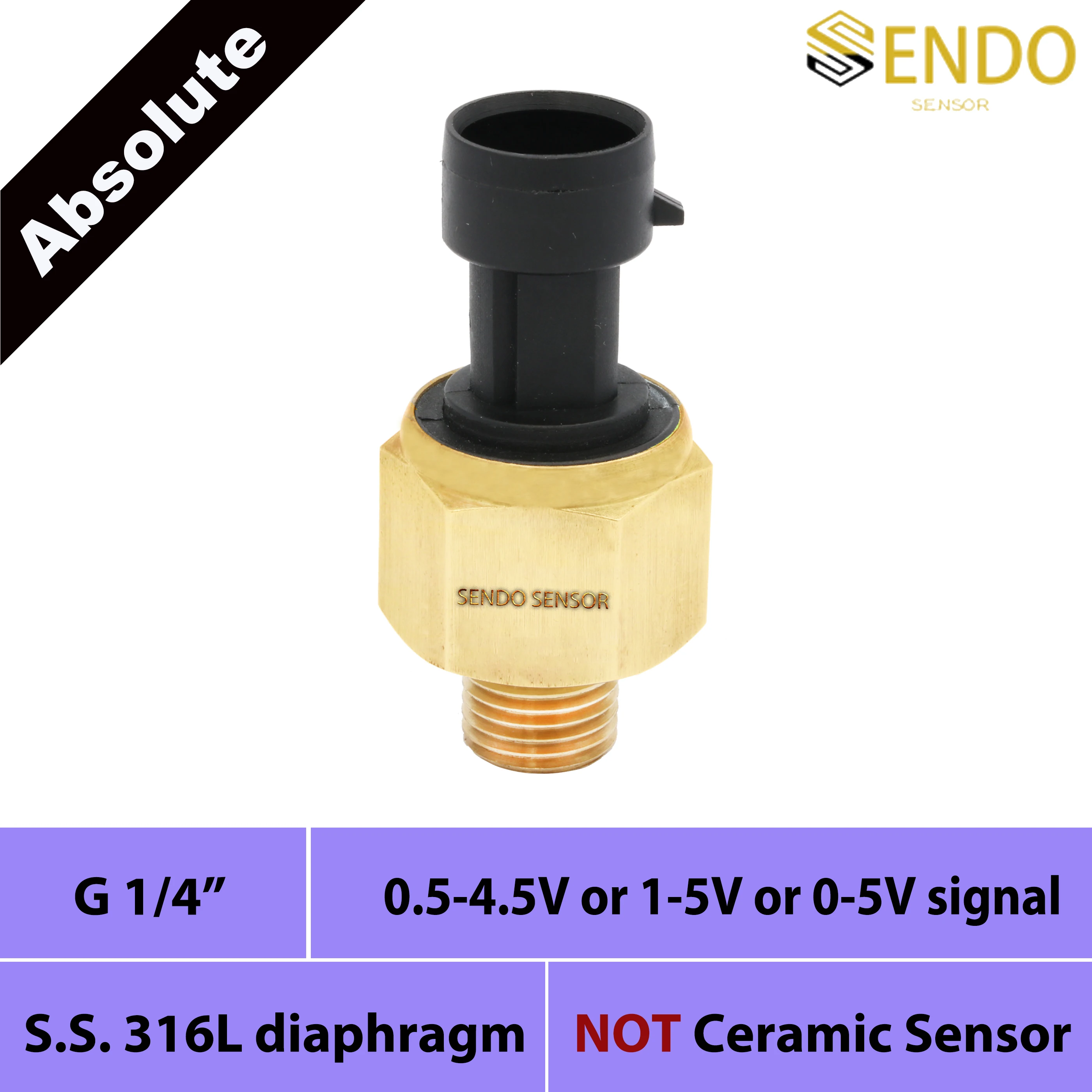 

G1 4 thread 0.5 to 4.5V 1 to 5V 0 to 5V oil air pressure sensor 6bar abs 30 50psia 75 150 psia 1 mpa absolute AISI 316L diaphram