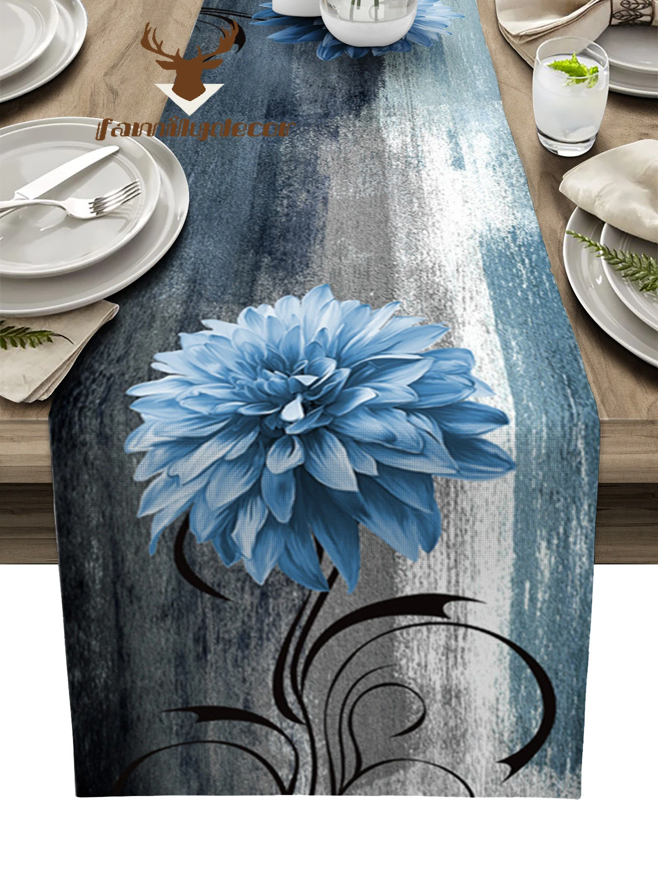 Olieverf Blauw Luxe Huis Salontafel Holiday Bruiloft Decoratie Diner Tafelloper|Tafellopers| - AliExpress