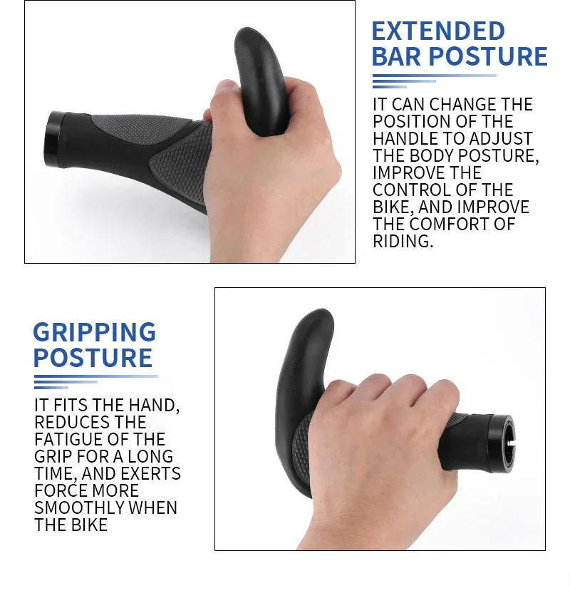 BUCKLOS Wasserdichte Gummi-Fahrradgriffe, MTB, stoßdämpfende Knöpfe, Ergonomie, Fahrradmanschetten, rutschfeste Fahrradgriffe mit Lenkerende – Detail 8