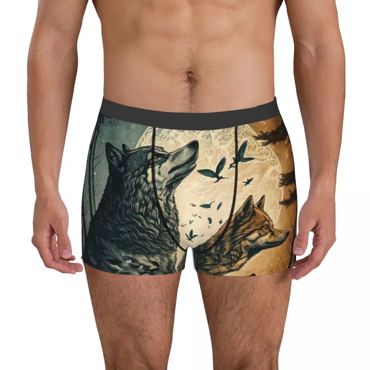 Geri And Freki Underpants Breathbale Panties Male Underwear Print Shorts Boxer Briefs