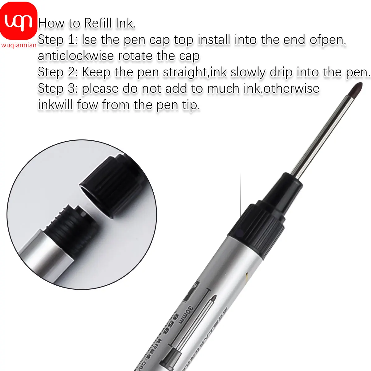 3/1PCS Long Tip Marker Multi-purpose 30mm Deep Hole Carpenter Metal Punch Pen Waterproof Building Writing Office Tool