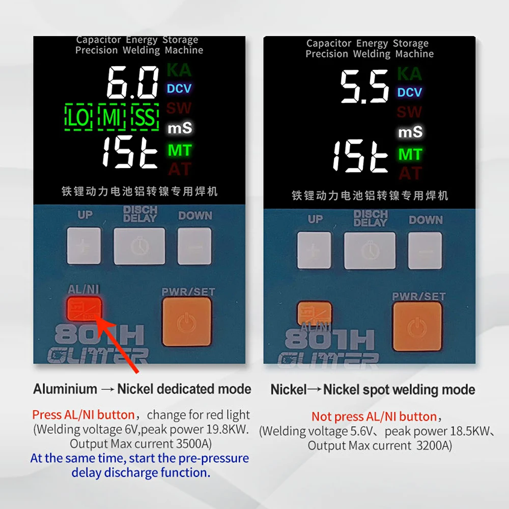 GLITTER 801H Spot Welder 19.8KW 3500A High Current Pulse Spot Welding Machine For Aluminum Nickel Lithium Iron Phosphate Battery