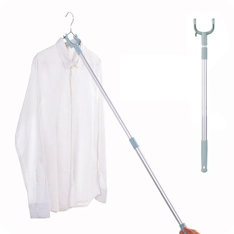 Multifunctional plastic telescopic clothes drying rod shower curtain fork rod home simple telescopic clothes drying rod 1