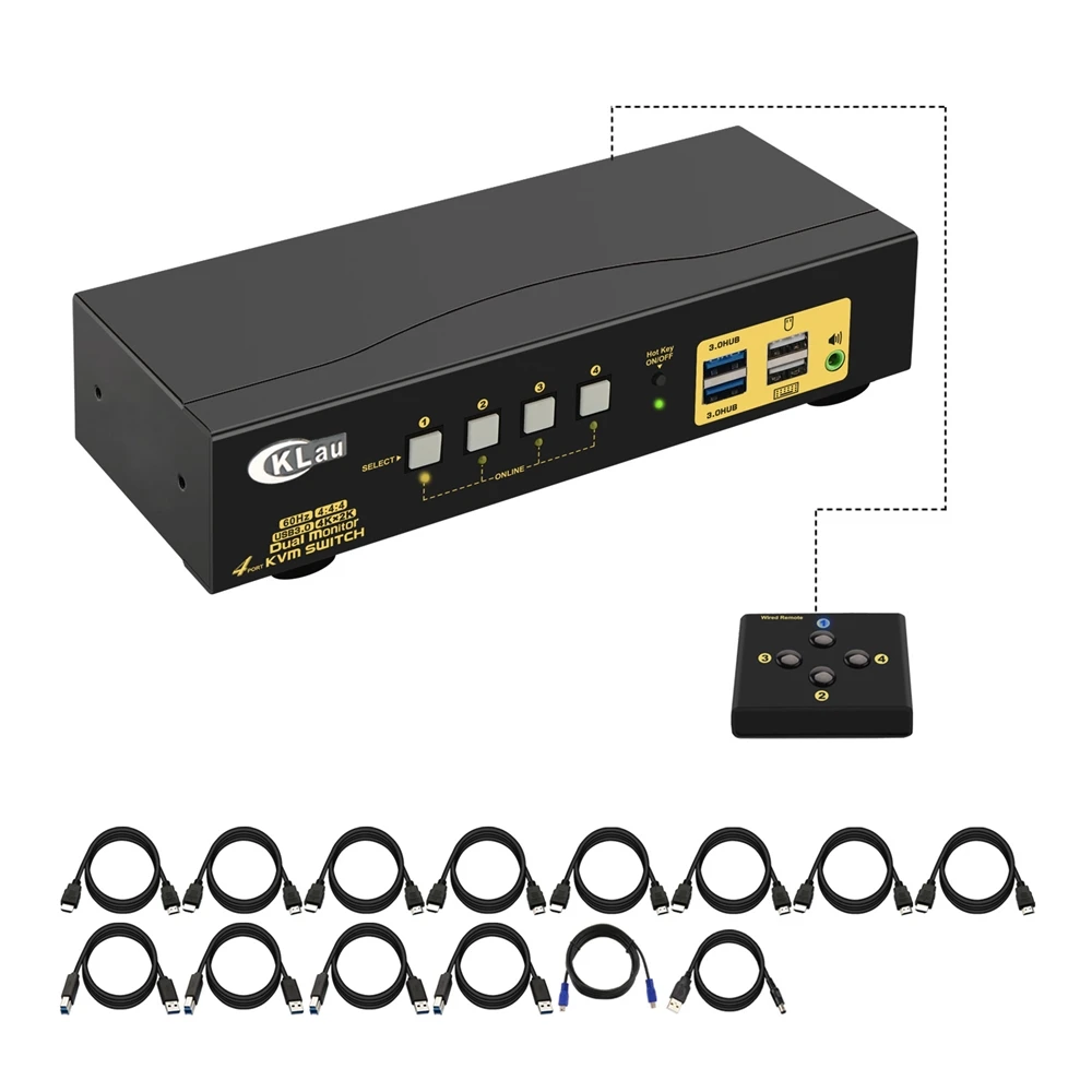 4 Port USB 3.0 HDMI KVM Switch Dual Monitor 4K 60Hz CKL-942HUA-3